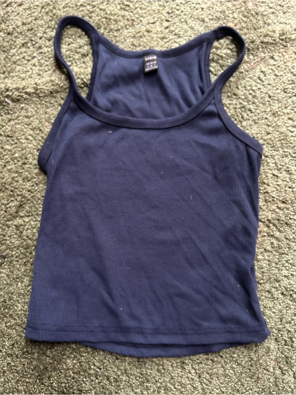 SHEIN Navy Ribbed Racerback Tank Top